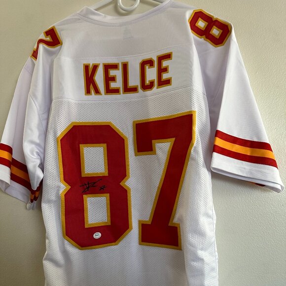 TRAVIS KELCE SIGNED KANSAS CITY CHIEFS AUTOGRAPHED CUSTOM JERSEY w/COA - XL 016